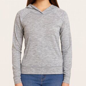 Yogalicious Hoodie Womens Medium Gray Black Exercise Top Size Pockets Thumbholes